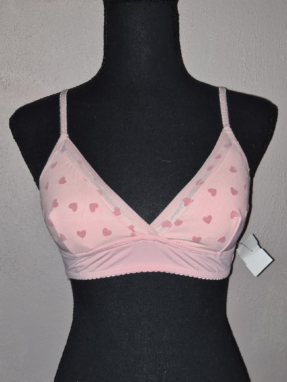 🩷Soft Pink Heart-Print Bralette